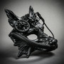 Wild Wolf Animal Steampunk Full Face Masquerade Mask - Black