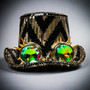 Steampunk ZigZag Sequin Top Hat with Kaleidoscope 3D Goggles - Black Gold