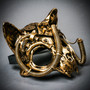 Vampire Cat Skull Steampunk Masquerade Mask - - Black Gold