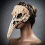 Raven Skull Bird Nose Masquerade Mask - Bone