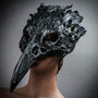 Raven Skull Bird Nose Feather Masquerade Mask - Black