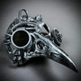 Raven Skull Bird Nose Steampunk Masquerade Mask Silver