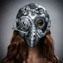 Long Nose Plague Doctor Steampunk Masquerade Mask - Silver