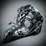 Long Nose Plague Doctor Steampunk Masquerade Mask - Silver