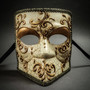 Bauta Aged Venetian Mask - Gold