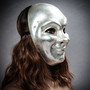 Venetian Volto Joker Full Face Mask - Silver