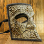 Bauta Aged Venetian Mask - Silver Black