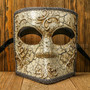 Bauta Aged Venetian Mask - Silver Black