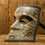 Bauta Aged Venetian Mask - Silver Black