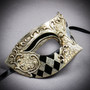 Venetian Mardi Gras Phantom Eye Mask Masquerade - White Silver