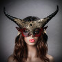 Krampus Horn Devil Women Party Eye Mask - Bloody Red
