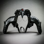 Gothic Demon Large Horn with Raven Skull & Rose Headband - Black