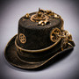 Steampunk Time Traveler Lightning Goggles Top Hat - Antique Gold