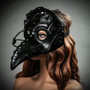 Long Nose Plague Doctor Steampunk Masquerade Mask - Black