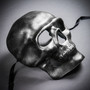 Skull Halloween Masquerade Full Face Mask - Black Silver