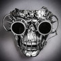 Steampunk Skull Masquerade Full Face Mask with Goggles - Black Silver