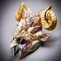 Krampus Ram Demon with Horns Venetian Devil Halloween Mask - Gold