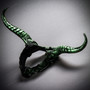 Gothic Demon Long Horn with Lace Head Piece - Black Green