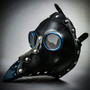 Steampunk Full Face Plague Doctor Mask - Black Blue