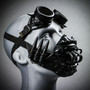 Steampunk Skull Jaw Face Mask with Spikes Goggles - Black