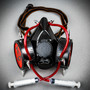 Steampunk Spikes Respirator Red Hazard Cosplay Gas Mask with Syringe - Black