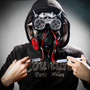 Steampunk Spikes Respirator Red Hazard Cosplay Gas Mask with Syringe - Black