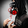 Steampunk Spikes Respirator Red Hazard Cosplay Gas Mask with Syringe - Black