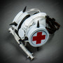 Steampunk Spikes Respirator Nurse Cosplay Gas Mask with Syringe - White