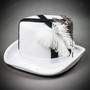 Steampunk Wing Chain Feather Top Hat - White