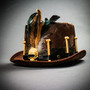 Voodoo Low Top Hat with Skull and Feather - Brown