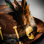 Voodoo Low Top Hat with Skull and Feather - Brown