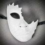 Unpainted Half Face Cracked Phantom Masquerade Mask - White