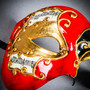 Phantom Of Opera Musical Masquerade Venetian Men Full Mask - Red Black