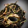 Raven Skull Bird Nose Woodland Medusa Snake Masquerade Mask - Gold