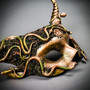 Krampus Horn Woodland Medusa Snake Animal Devil Masquerade Mask - Gold