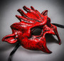 Fire Flame Demon Masquerade Mask - Bloody Red