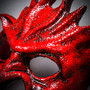 Fire Flame Demon Masquerade Mask - Bloody Red