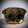 Steampunk Burning Man Spike Black Goggles Captain Hat - Gold