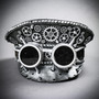 Steampunk Burning Man Spike Goggles Captain Hat - Silver