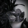 Venetian Classic Black Eye Mask and Laces Side Feather Masquerade Party Couple Masks