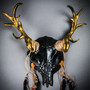 Antelope Devil Gold Deer Horn Skull Ghost Masquerade Mask - Black
