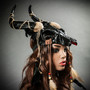 Antelope Devil OX Horns Animal Skull Ghost Masquerade Mask - Black
