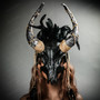 Antelope Devil Silver OX Horns Animal Skull Ghost Masquerade Mask - Black