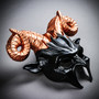 Krampus Ram Demon with Horns Devil Halloween Mask - Black Copper