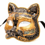 Gatto Cat Venetian Masquerade Mask - Black Gold