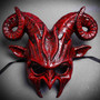 Krampus Ram Demon with Horns Devil Halloween Mask - Bloody Red