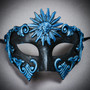 Warrior Roman Greek Sun Venetian Masquerade Cracked Mask - Black Blue