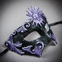 Warrior Roman Greek Sun Venetian Masquerade Cracked Mask - Black Purple