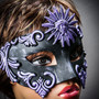 Warrior Roman Greek Sun Venetian Masquerade Cracked Mask - Black Purple