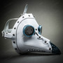 Steampunk Full Face Plague Doctor Mask - White Blue